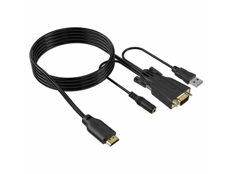 MT-VIKI HDMI to VGA Cable Adapter Converter with USB & 3.5mm Audio Male