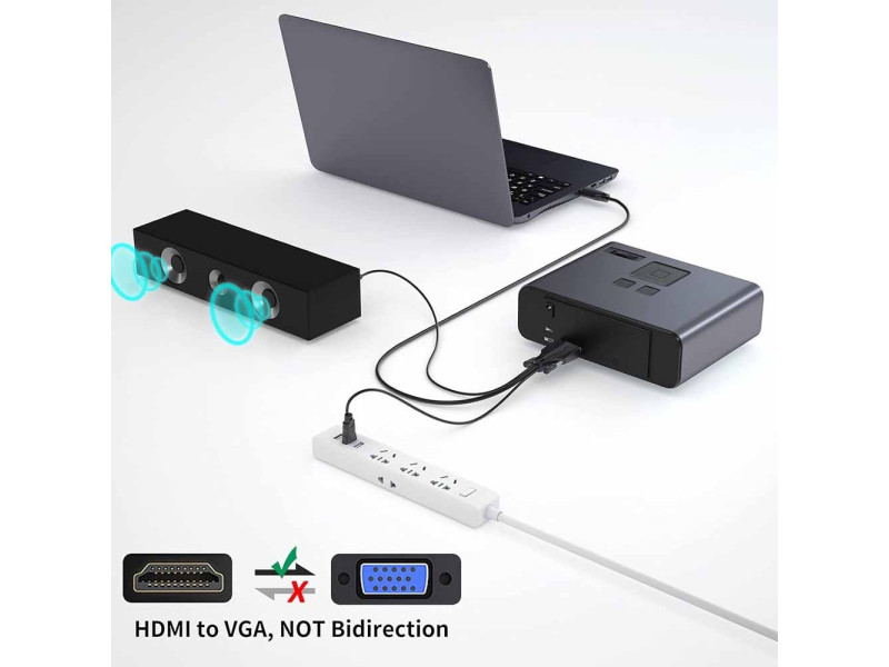 MT-VIKI HDMI to VGA Cable Adapter Converter with USB & 3.5mm Audio Male