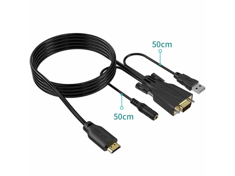 MT-VIKI HDMI to VGA Cable Adapter Converter with USB & 3.5mm Audio Male