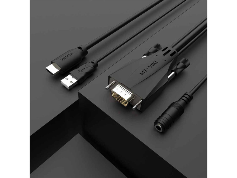 MT-VIKI HDMI to VGA Cable Adapter Converter with USB & 3.5mm Audio Male