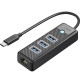 ORICO TYPE C TO 3 PORT USB HUB+LAN (PW3UR-C3)