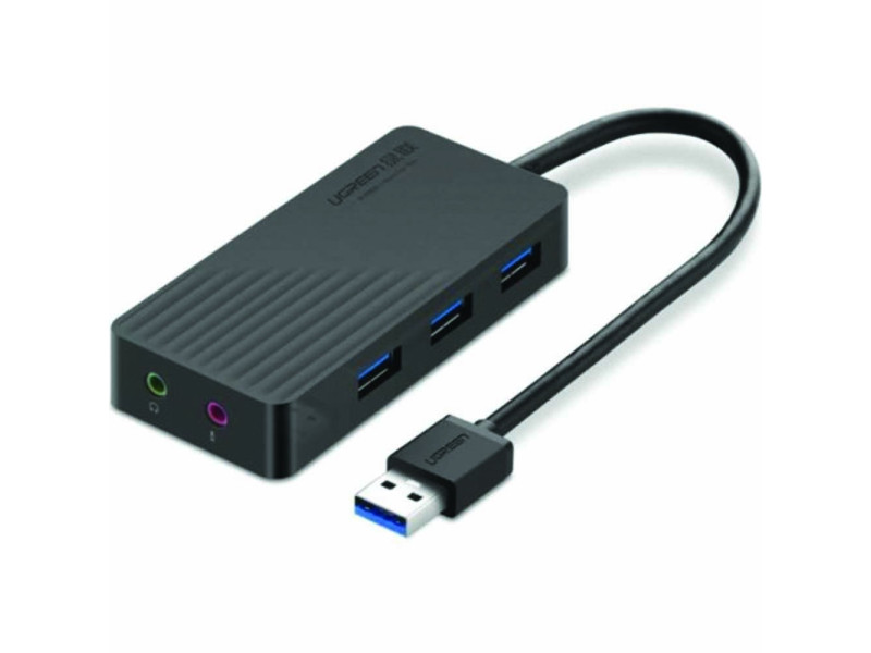 UGREEN 3PORT USB 2.0 HUB WITH EXTERNAL STEREO SOUND ADAPTER (30421)