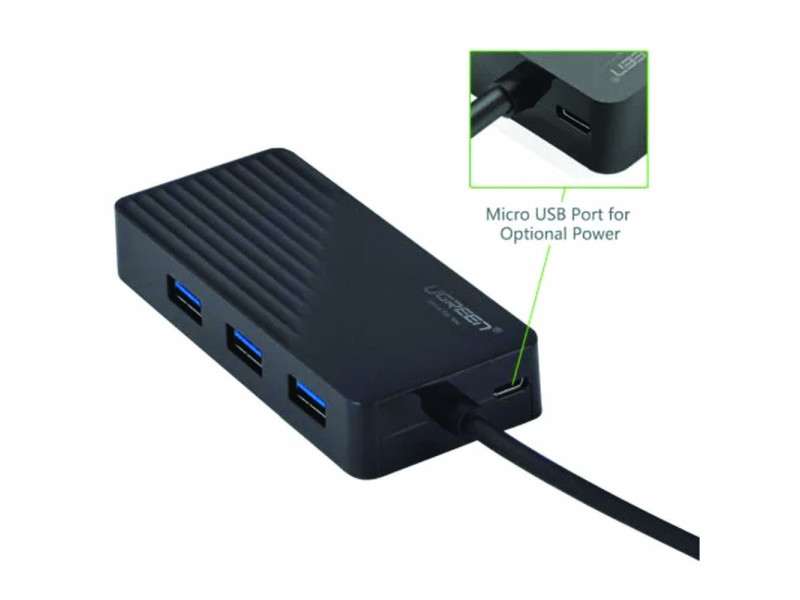 UGREEN 3PORT USB 2.0 HUB WITH EXTERNAL STEREO SOUND ADAPTER (30421)