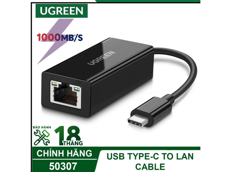 UGREEN USB C TO10/100/1000M ETHERNET ADAPTER (50307)