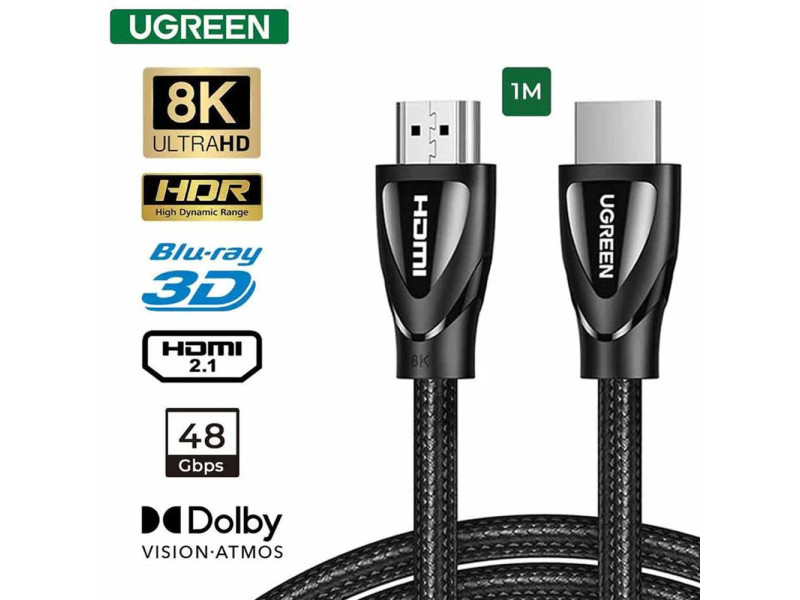 UGREEN 80403 2M 8K 60Hz 4K 120Hz HDMI 2.1 ULTRA HD BLACK CABLE