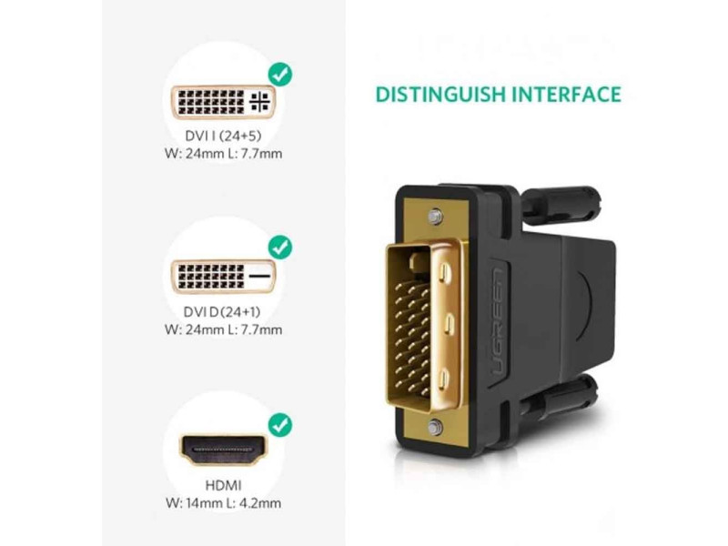 UGREEN DVI 24+1 TO HDMI FEMALE CONVERTER (20124)