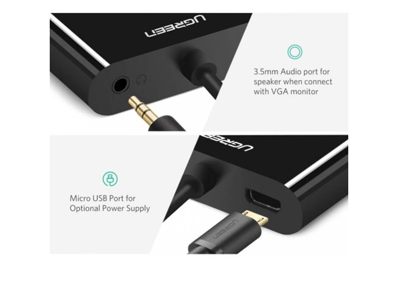 UGREEN MICRO HDMI MALE TO HDMI & VGA FEMALE CONVERTER (30355)