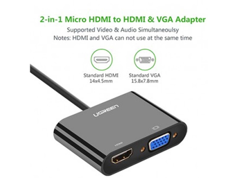 UGREEN MICRO HDMI MALE TO HDMI & VGA FEMALE CONVERTER (30355)