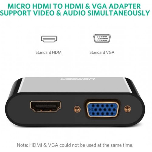 UGREEN MICRO HDMI MALE TO HDMI & VGA FEMALE CONVERTER (30355)