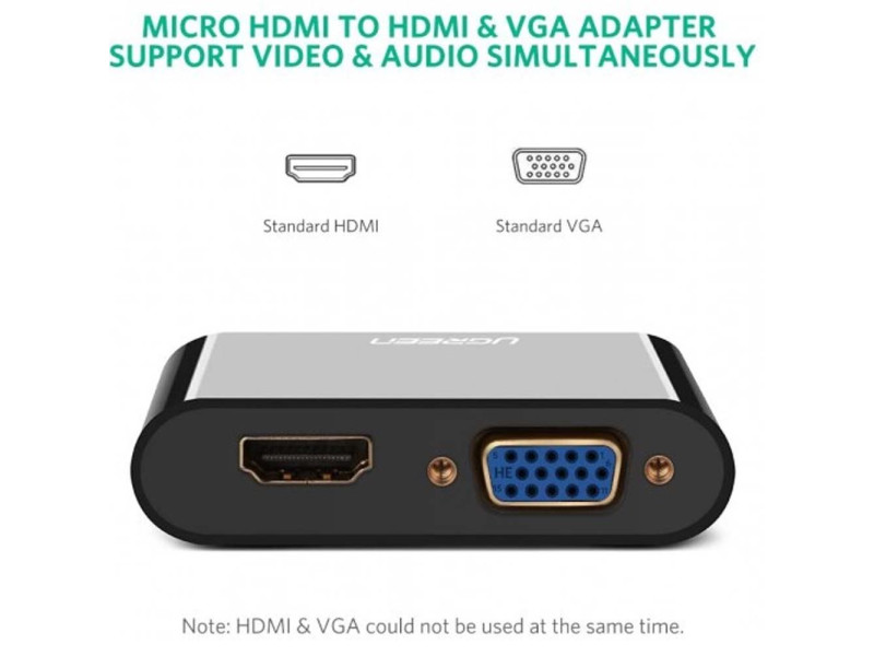 UGREEN MICRO HDMI MALE TO HDMI & VGA FEMALE CONVERTER (30355)