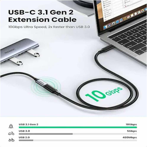 UGreen USB-C M/f Gen 2 Extension Cable 1m (10387)