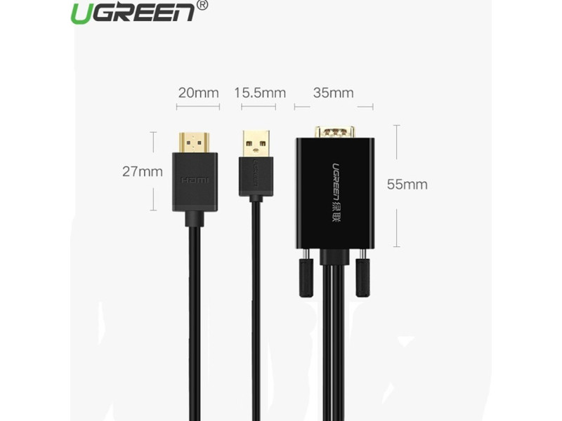 UGREEN VGA TO HDMI CABLE 2M(30840)