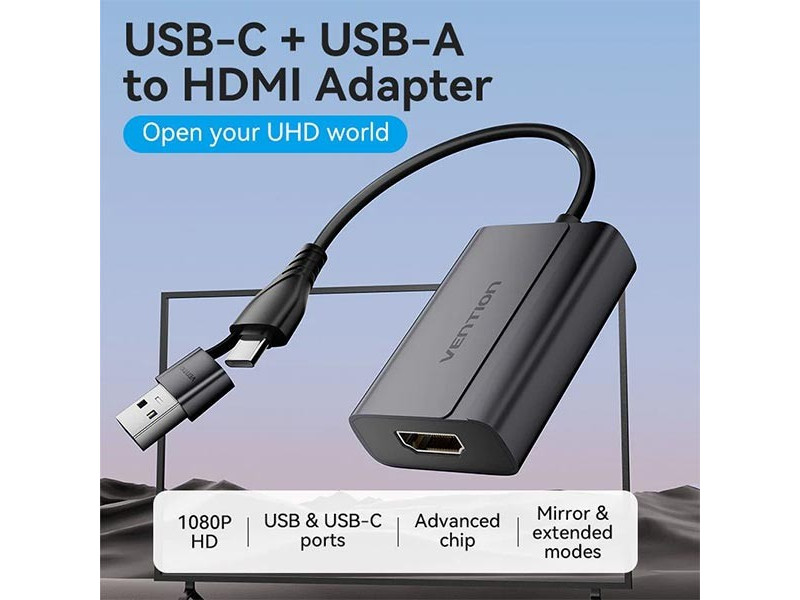 Vention ACYHB USB-C and USB-A to HDMI Adapter