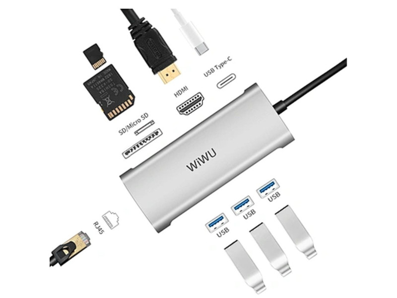 WIWU 8 IN 1 USB C MULTIFUNCTION HUB (A831HRT)