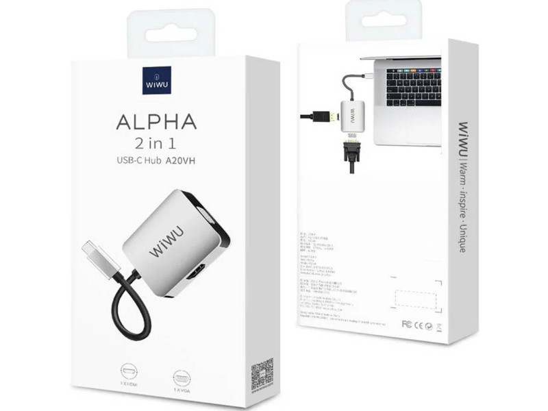 WIWU ALPHA A20VH 2 IN 1 USB 3.0 TYPE C HUB