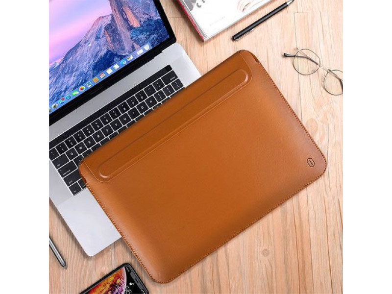 WiWU SKIN PRO PU Leather Portable Stand Sleeve for Macbook 13.3 inch – Brown