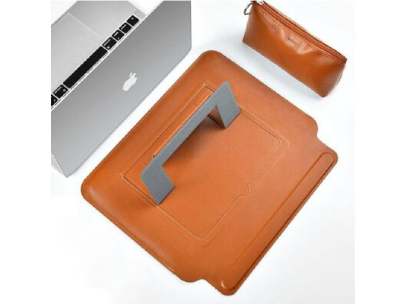 WiWU SKIN PRO PU Leather Portable Stand Sleeve for Macbook 13.3 inch – Brown