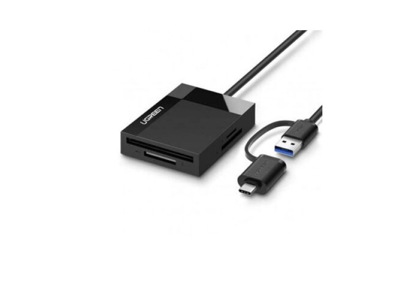 UGREEN USB 3.0 MULTIFUNCTION CARD READER WITH TYPE C MALE BLACK 50CM (40755)