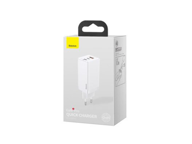 Baseus CCGAN2P-B02 GaN2 Pro Quick Charger 2C+U 65W EU White