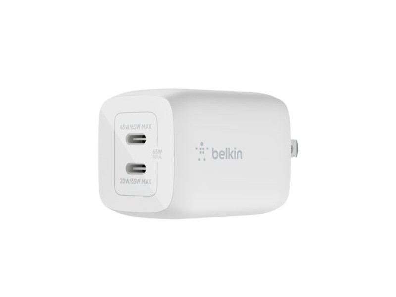 BELKIN BOOSTCHARGE PRO DUAL USB-C GAN WALL CHARGER PPS 65W (WCH013DQWH)