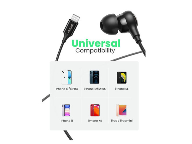 UGREEN MFI CERTIFIED LIGHTNING EARPHONE (30631)