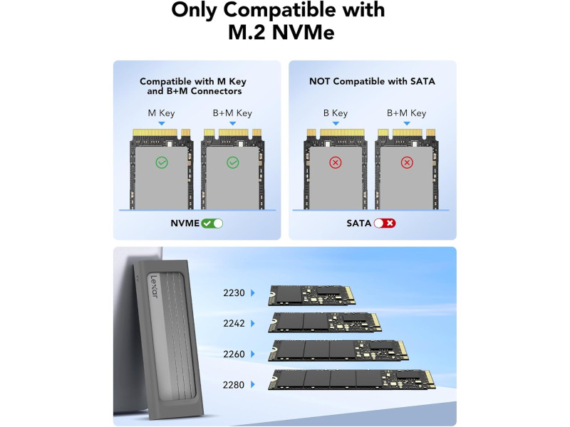 Lexar E300 M.2 PCIe Nvme SSD Enclosure