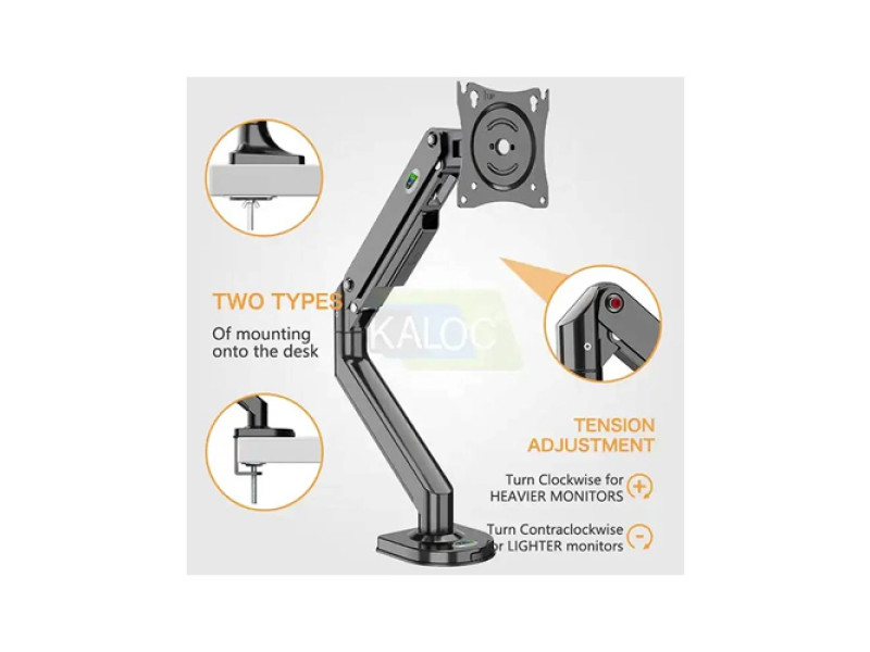 Kaloc KLC-DS200 Adjustable Single Arm Monitor Desktop Mount Stand