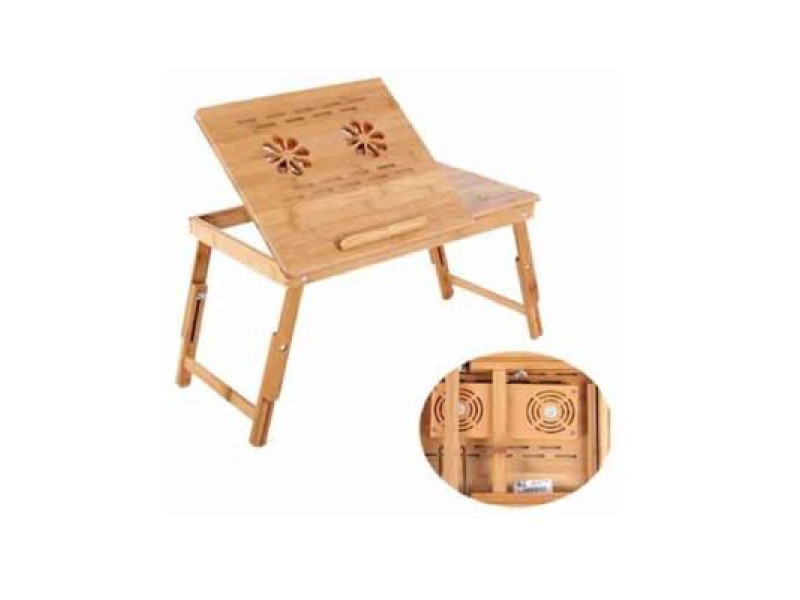 BAMBOO DUAL FAN ADJUSTABLE LAPTOP COOLER TABLE DESK