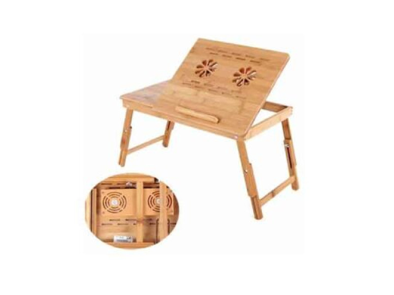 BAMBOO DUAL FAN ADJUSTABLE LAPTOP COOLER TABLE DESK