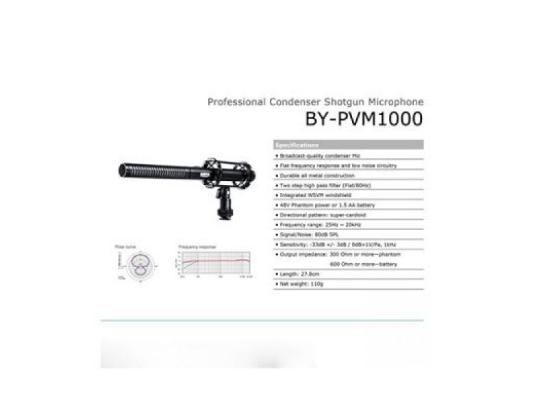 Boya BY-PVM-1000L Professional Condenser Shotgun Microphone