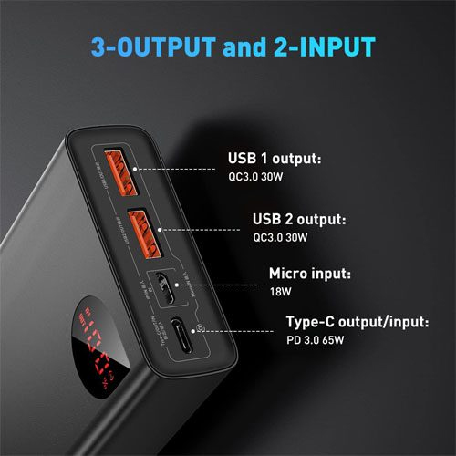 Baseus Eff 65W 20000mAh Type-c Power Bank with cable Power