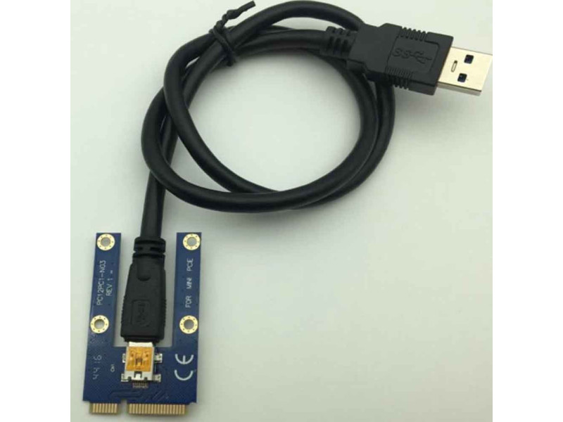 Mini PCI-E to PCI Express Extender Riser Card PCIE 1x to 16x Slot USB3.0 Data Cable SATA to 6Pin Power Supply for Bitcoin Mining