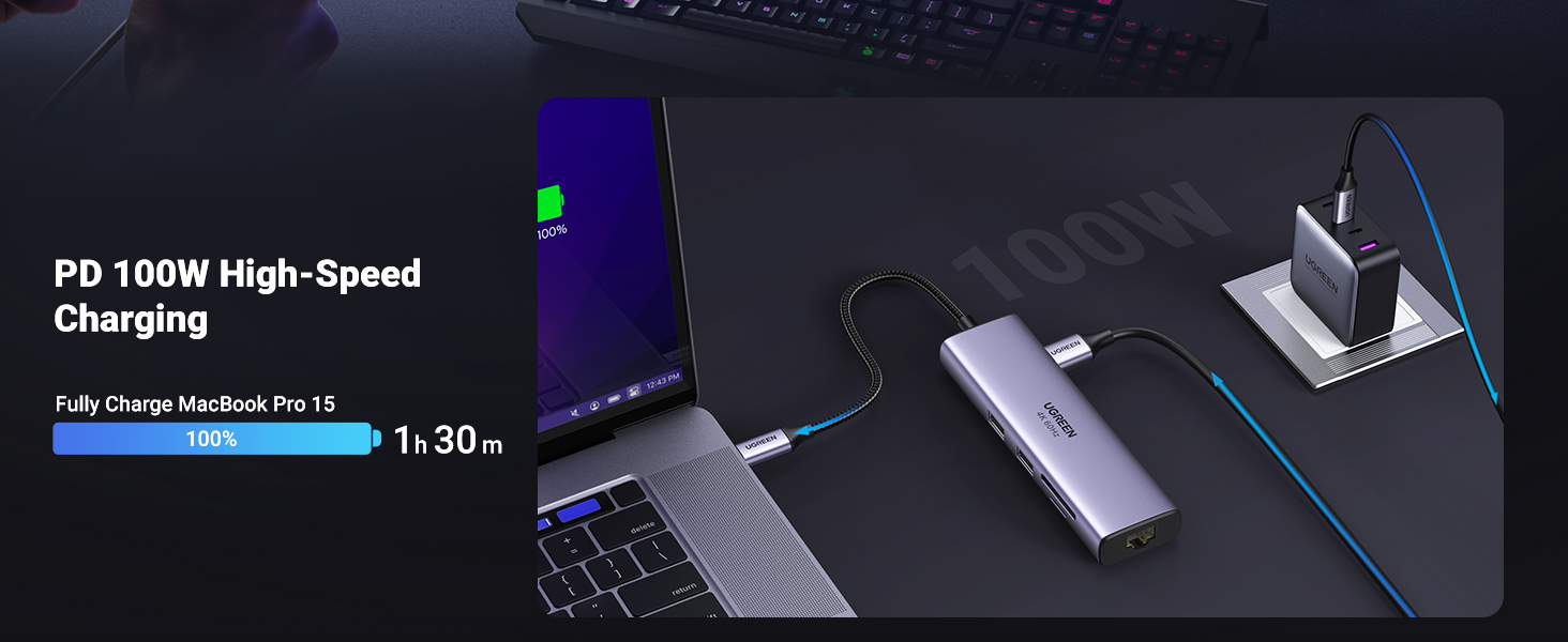 UGREEN CM512 USB C 7 IN 1 HUB WITH 4K 60HZ HDMI (60515)